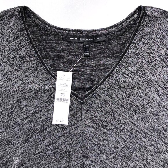 White House Black Market Dolman Jetsetter Tee women XXS Black Charcoal V Neck - Picture 2 of 8